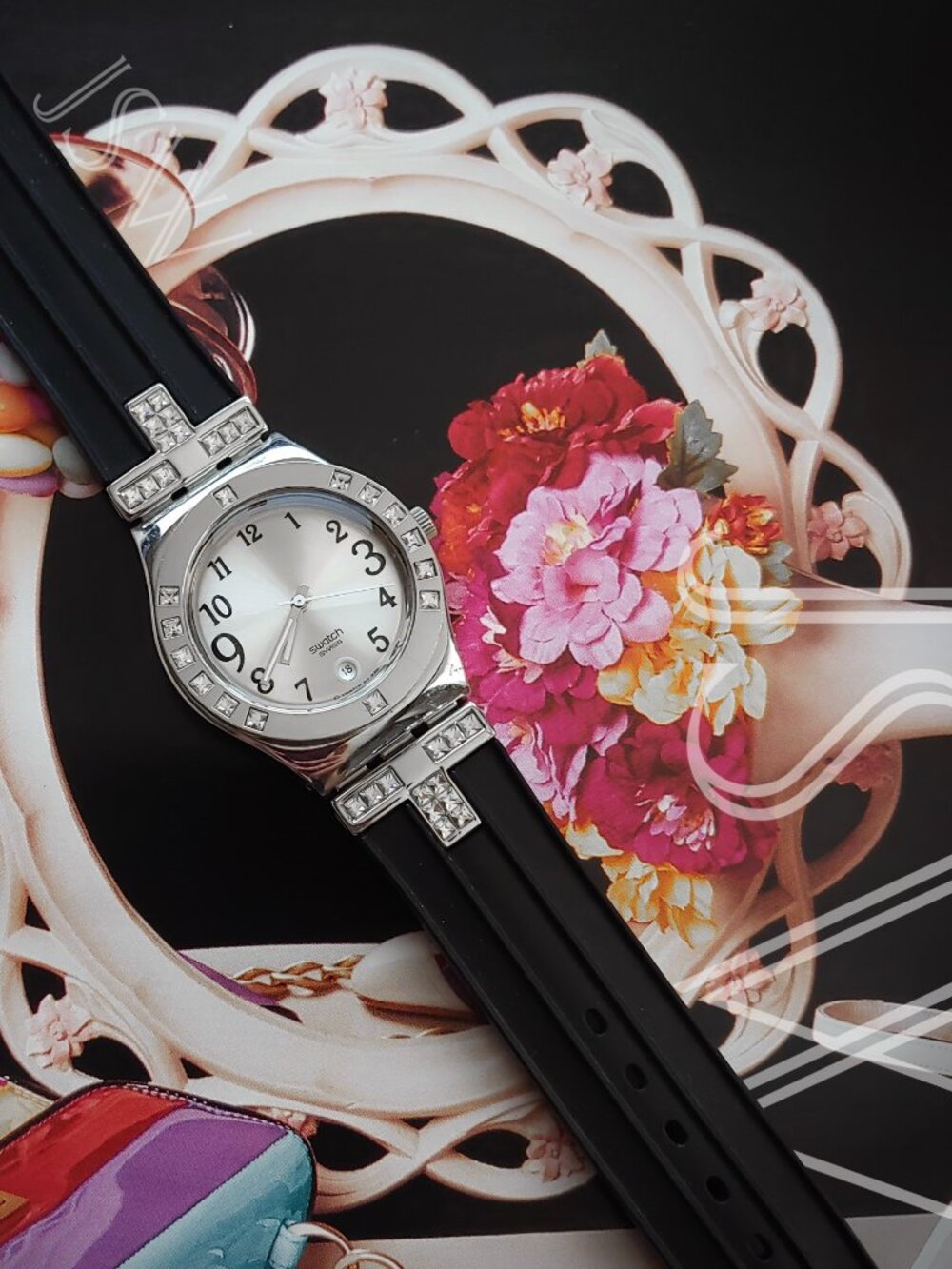 Women's Swatch Irony Stainless Steel Crystal Accented Swiss Quartz 32mm Watch